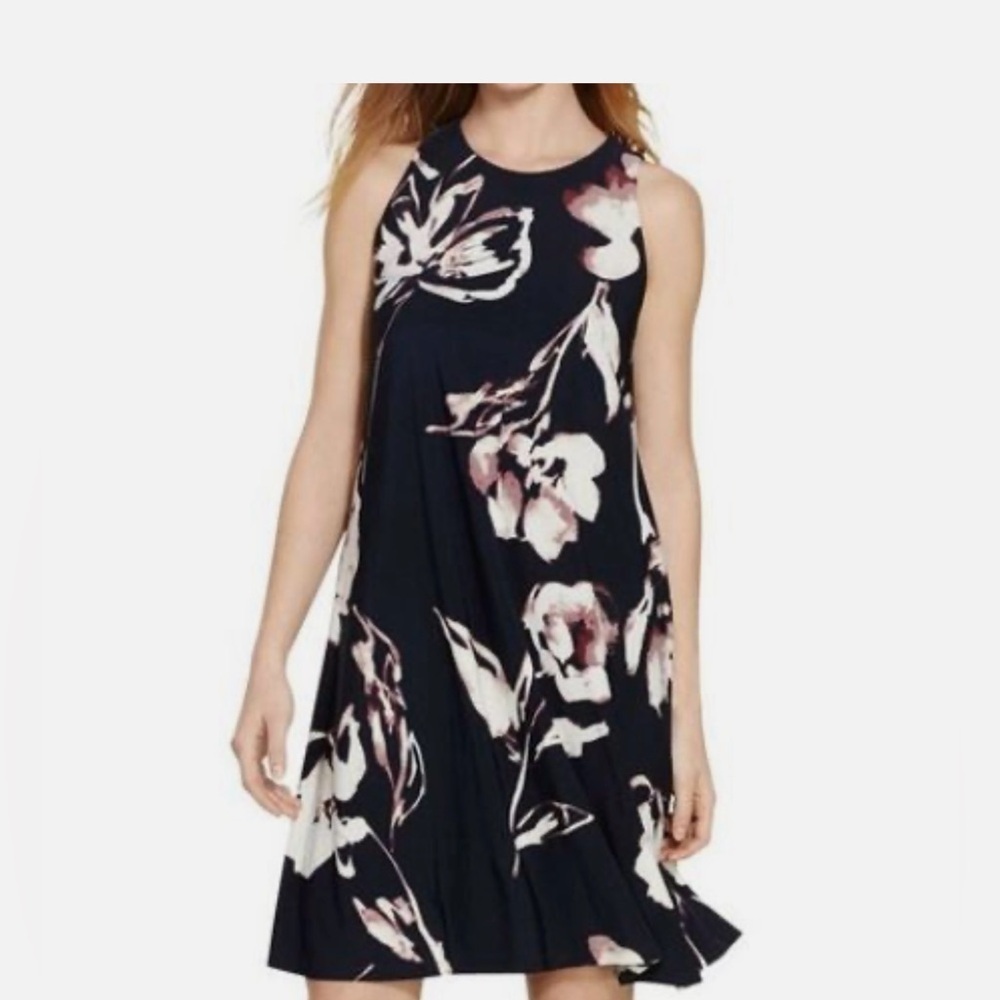 Ralph Lauren Blue and Pink Sleeveless Tank Midi Dress Size18